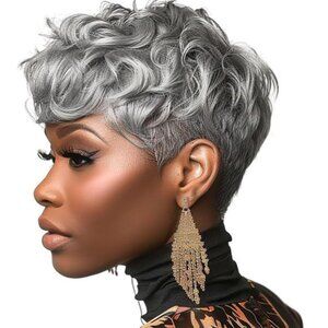 Short Grey Wigs for Black Women Grey Pixie Cut Wig Short Gray Wigs for